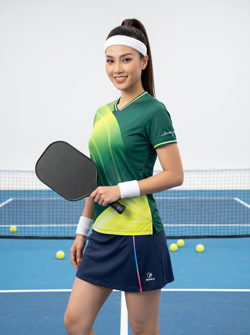 Áo thể thao nữ AC-3864-31-01 Xanh lục bảo phối trắng